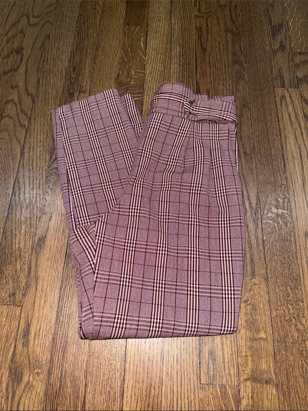 Express Women Plaid Dress Pants in Mauve Pink